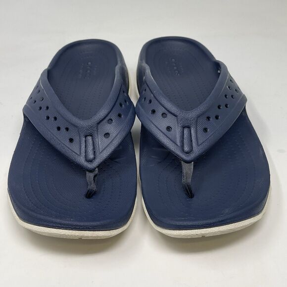 Crocs Swiftwater Deck Thong Sandals Mens 11 Blue Slip On Flip Flops Comfort - Picture 6 of 15